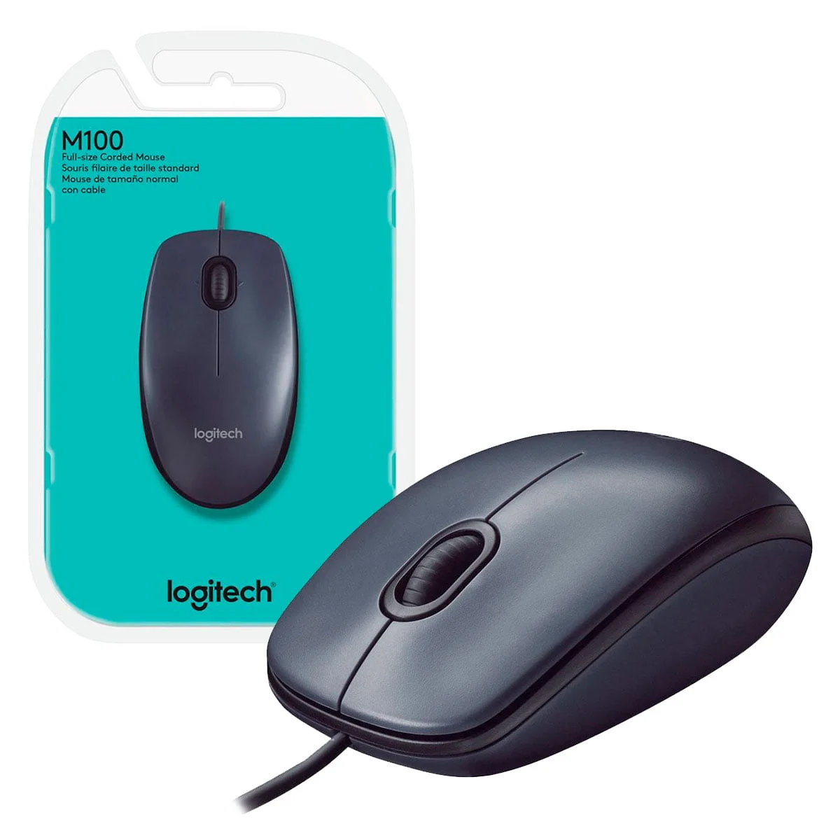 SOURIS LOGITECH M100R Filaire dispose d'un suivi optique haute définition de 1000 dpi